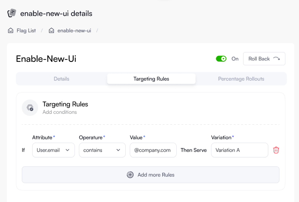 Feature flag variations